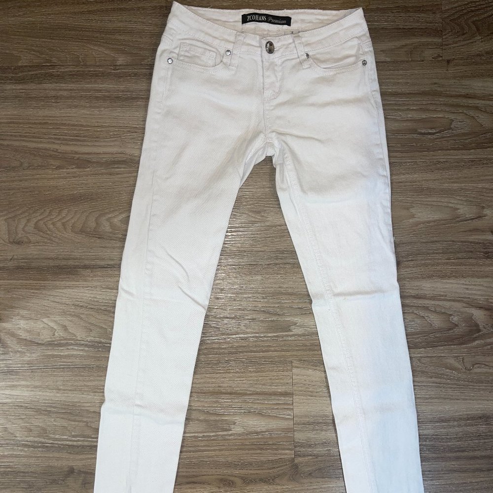 White Skinny Jeans w/ Flap Pockets sz3